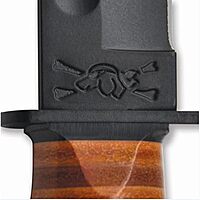 KA-BAR Dog's Head Utility Knife Fixed Blade Knife 7" Clip Point 1095 Cro-Van Black Blade Stacked Leather Handle Black/Brown