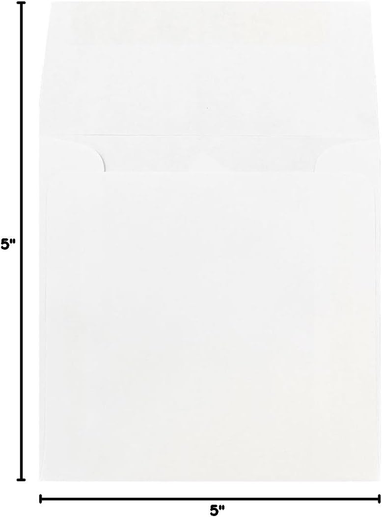 JAM PAPER Square Invitation Envelopes - White - Gummed Seal - 25/Pack