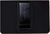 ID Pass Credential Holder with Single Window and Belt Clip with Leather Back Black