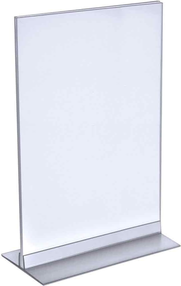 Azar Displays 102706 Clear Acrylic Double Sided Sign Holder 8.5" x 14" Vertical/Horizontal with T Strip, 10-Pack