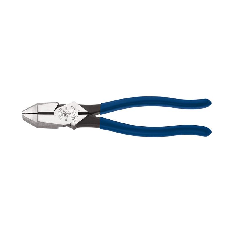 Klein Tools D213-9 Lineman's Square Nose Pliers, Made in USA, High Leverage Electrical Pliers with Induction Hardened Knives