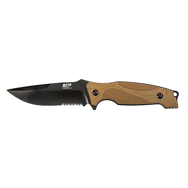 Smith & Wesson M&P M2.0 9in S.S. Full Tang Thin Fixed Blade Knife with 4in Drop Point Blade and Rubber FDE Handle