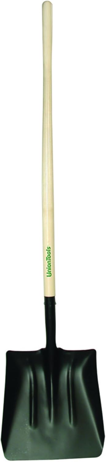 Steel Coal Shovel, 14.5 in L x 13.5 in W blade, Square Point, 48 in White Ash Straight Handle