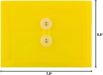 JAM PAPER Plastic Envelopes with Button & String Tie Closure - 12 Pack