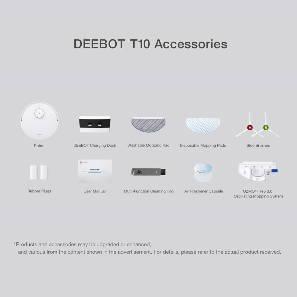 Ecovacs DEEBOT T10 Robot Vacuum Cleaner - 3000Pa, 260min Runtime‚ AI Avoidance
