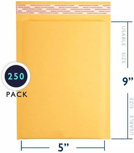 00 - Kraft Bubble Mailer - 250 Padded Self Sealing Envelopes