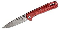 Gerber Zilch Folding Knife 3.1" Stonewashed Drop Point Plain Blade, Drab Red GRN Handles