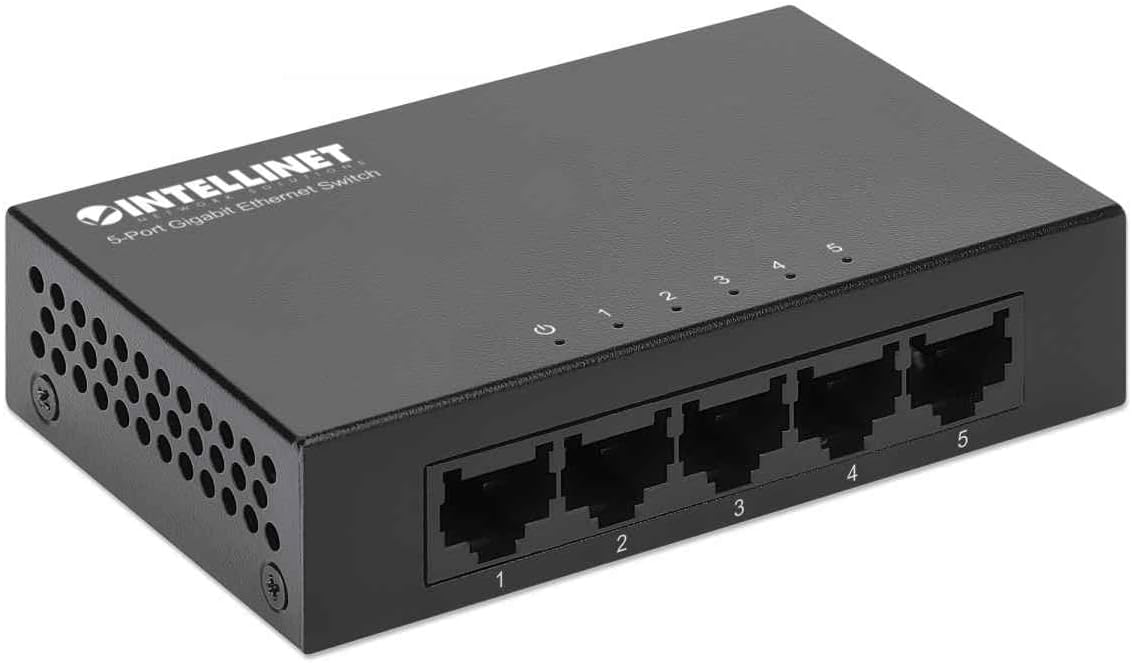 Intellinet 5-Port Gigabit Ethernet Network Switch, Ethernet Splitter - Unmanaged | Plug & Play | Auto Traffic Optimization