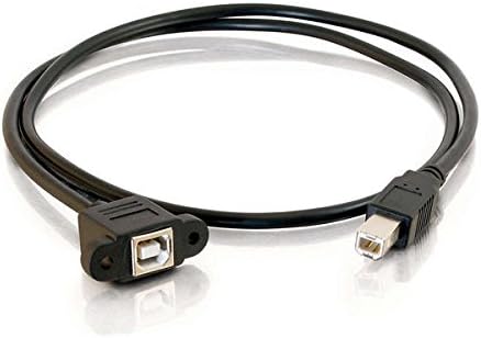 C2G USB Cable, USB Panel Mount, USB 2.0 Cable, USB B to B Cable, 1 Foot (0.3 Meters), Black, Cables to Go 28071