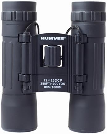 Humvee HMV-B-8X21B Rubber Armor Compact Binocular with Anti-Reflective Ruby Red Lens, 8x21, Black
