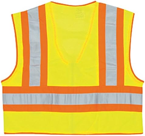 MCR Safety WCCL2 Class 2 Polyester Mesh Flame Resistant Safety Vest, Fluorescent Lime