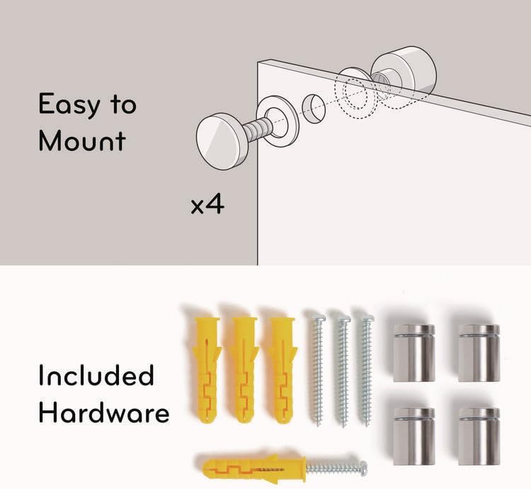 U Brands Glass Non-Magnetic Dry-Erase Board, 36in X 24in, Black Surface, Frameless, Actual Size 35in X 23in (170U00-01)