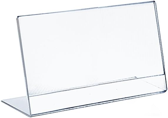 Azar Displays Acrylic L-Shaped Sign Holders, Clear - Pack of 10