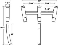 TACO Metals Marine F31-0770BSA-1 Kite Fishing Rod Cluster, Silver, Standard