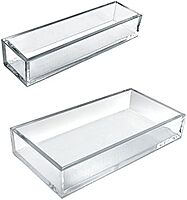 Azar Displays Deluxe Tray Organizers, Small Size, 2in x 11 3/4in x 5 7/8in, Clear, Pack Of 4