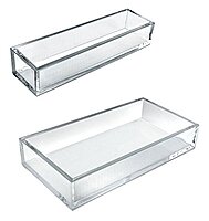 Azar Displays Deluxe Tray Organizers, Small Size, 2in x 11 3/4in x 5 7/8in, Clear, Pack Of 4