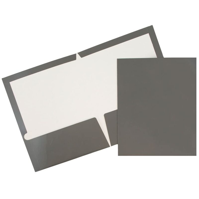 JAM PAPER Laminated Two-Pocket Glossy Presentation Folders - Letter Size