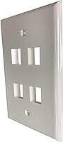 Tripp Lite Safe-IT 4-Port Single-Gang Outlet Keystone Wall Plate, Electrical & AV Applications, Ivory Gloss, TAA Compliant