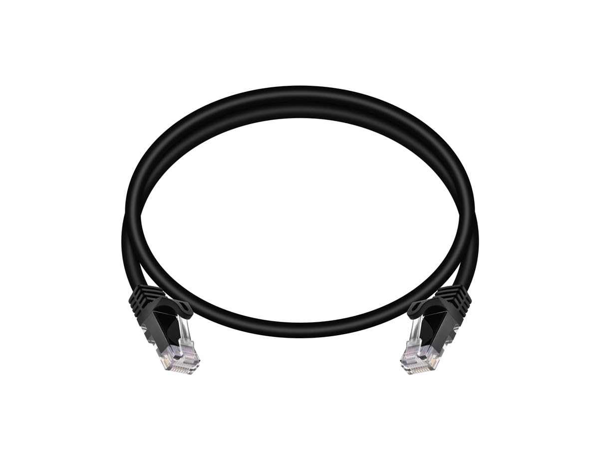 Monoprice Cat6 2ft Black Patch Cable UTP 24AWG 550MHz Pure Bare Copper Snagless RJ45 Flexboot Series Ethernet Cable 1