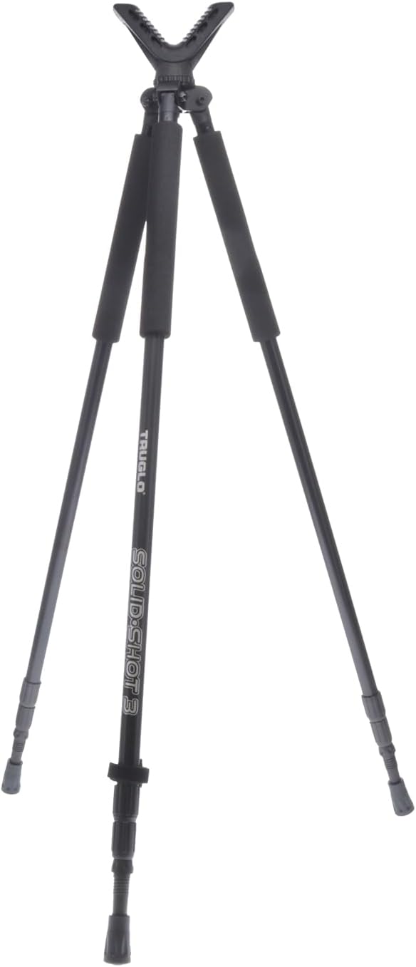 TruGlo Solid Shot Versatile Durable Adjustable Collapsible Rifle Shooting & Crossbow Hunting Tripod withRotating Head Design