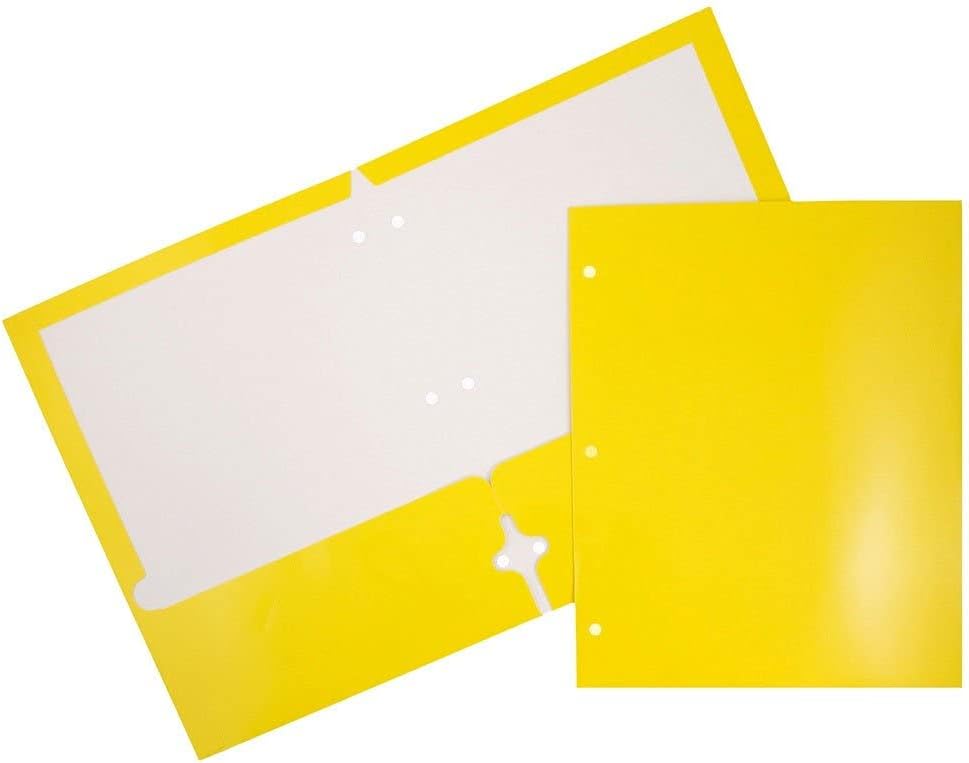 JAM PAPER Laminated Two-Pocket Glossy 3-Hole Letter Size Folders
