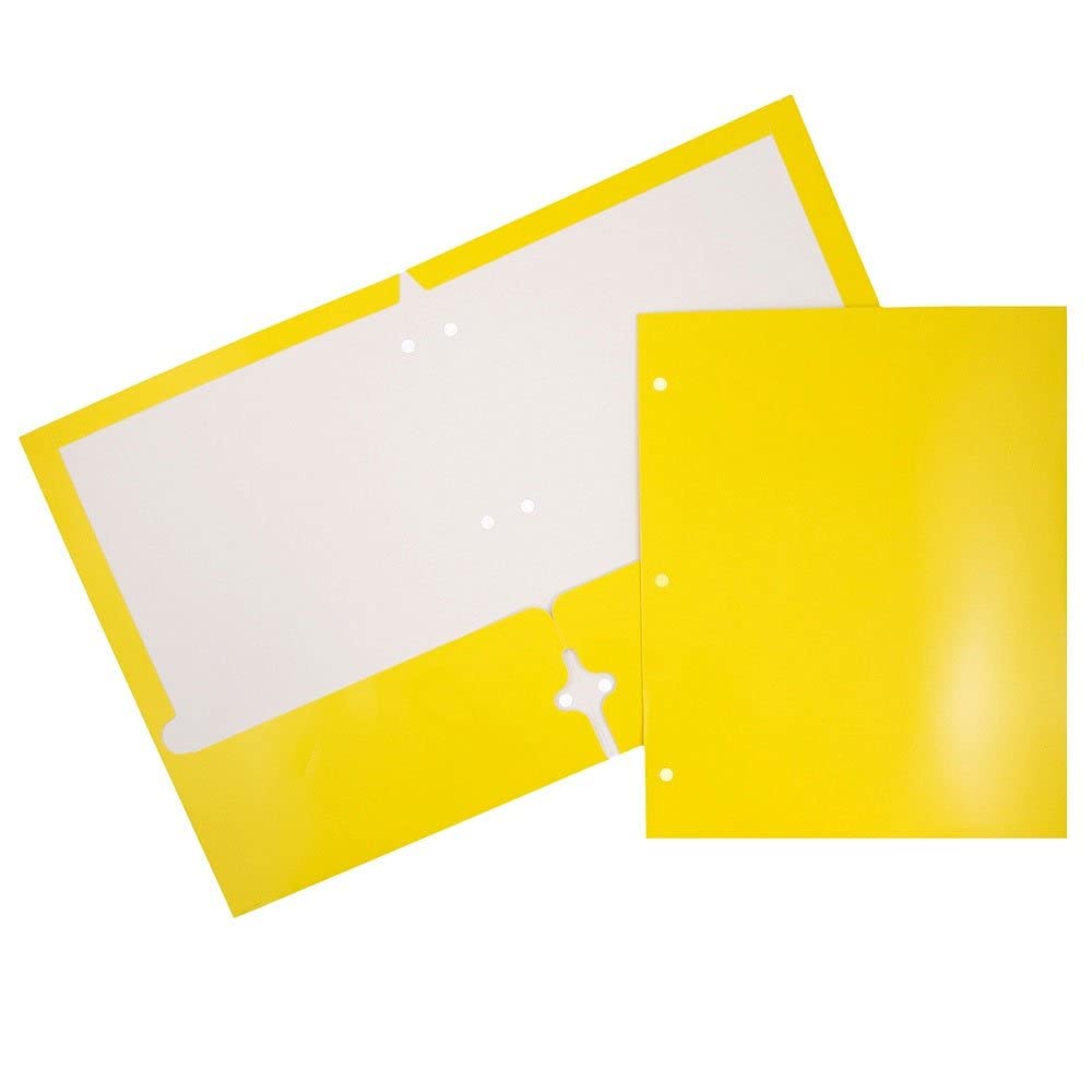 JAM PAPER Laminated Two-Pocket Glossy 3-Hole Letter Size Folders