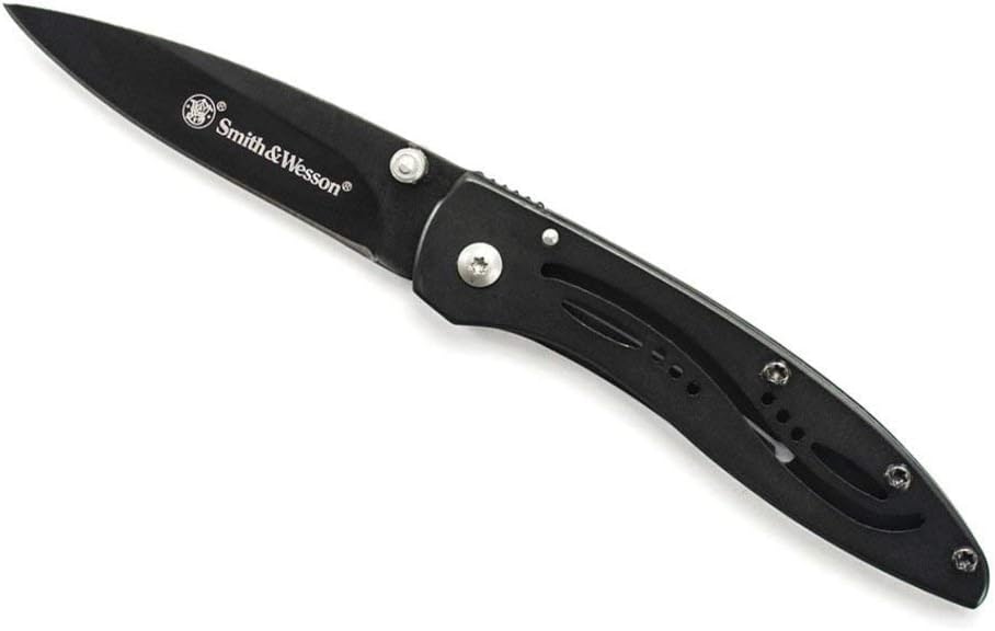 Smith & Wesson CKLPB 5.3in High Carbon S.S. Folding Knife with a 3.2in Drop Point Blade and Stainless Steel Handle