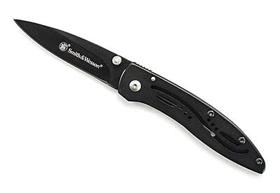 Smith & Wesson CKLPB 5.3in High Carbon S.S. Folding Knife with a 3.2in Drop Point Blade and Stainless Steel Handle for Outdoor, Tactical, Survival and EDC,Black
