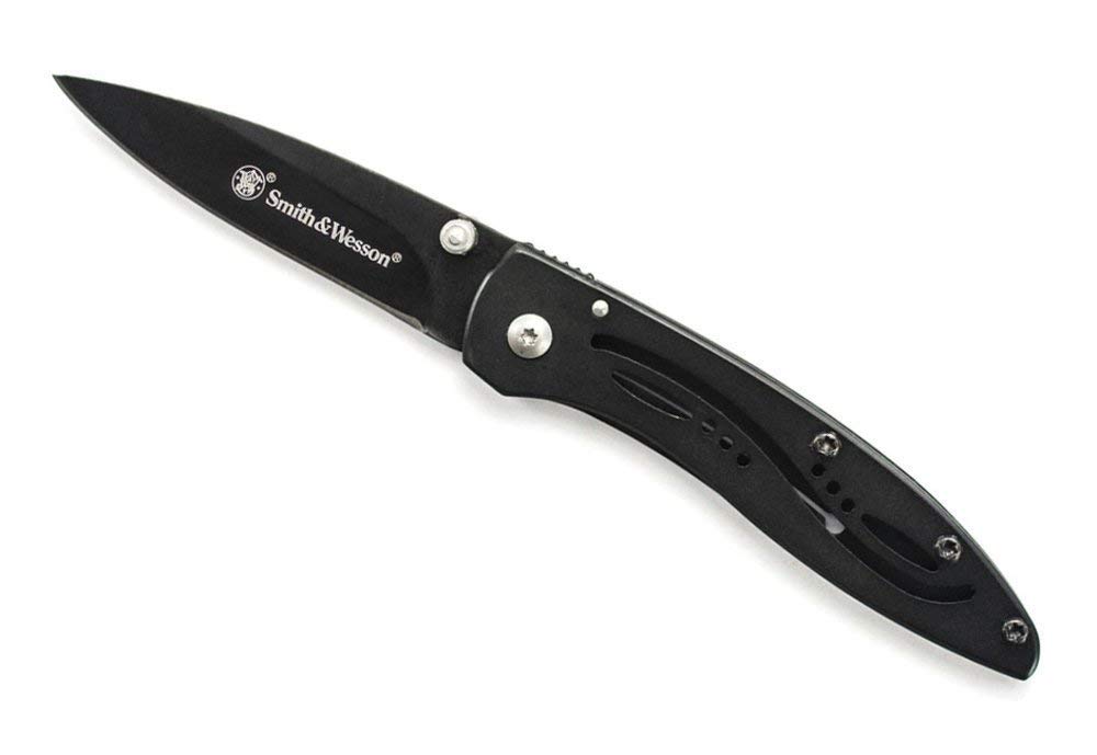 Smith & Wesson CKLPB 5.3in High Carbon S.S. Folding Knife with a 3.2in Drop Point Blade and Stainless Steel Handle