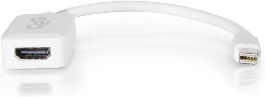 C2G Mini Display Port Adapter, Display Port to HDMI, Male to Female, White, 8 inches, Cables to Go 54314