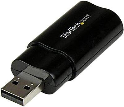 StarTech.com USB Sound Card - 3.5mm Audio Adapter - External Sound Card - Black - External Sound Card, TAA (ICUSBAUDIOB)