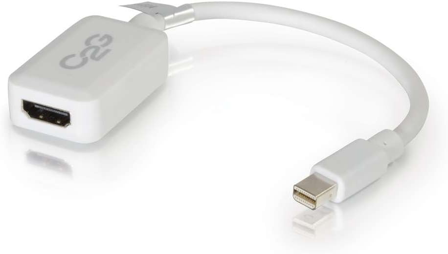 C2G Mini Display Port Adapter, Display Port to HDMI, Male to Female, White, 8 inches, Cables to Go 54314