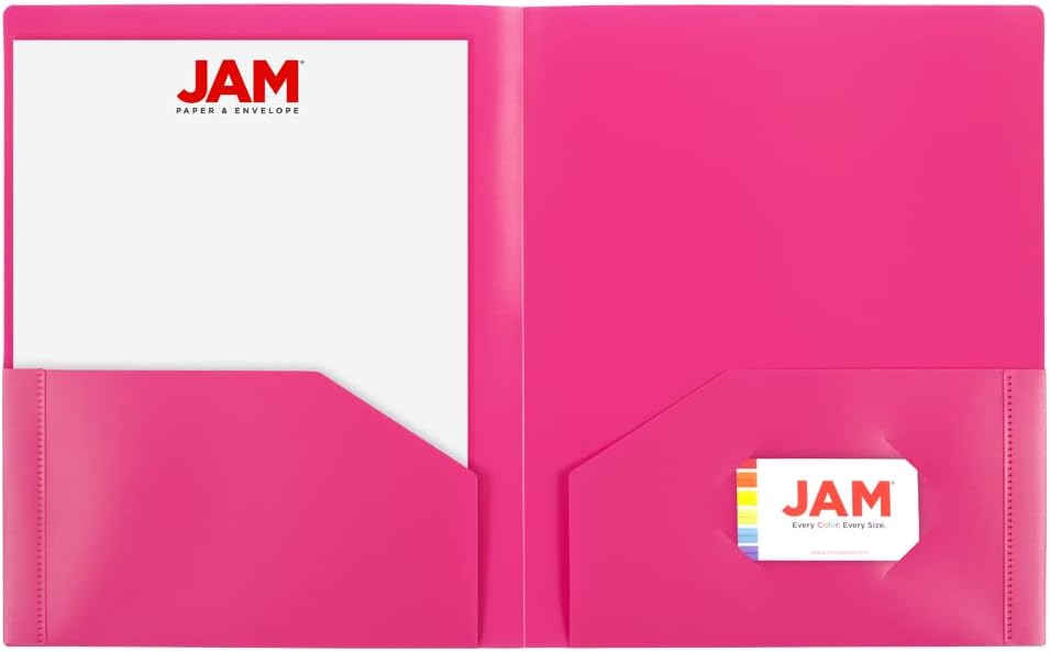 JAM Paper Heavy-Duty 2-Pocket Plastic Presentation Folders - Letter Size