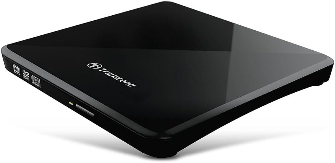Transcend 8K Extra Slim Portable DVD Writer Optical Drive (TS8XDVDS-K) Black