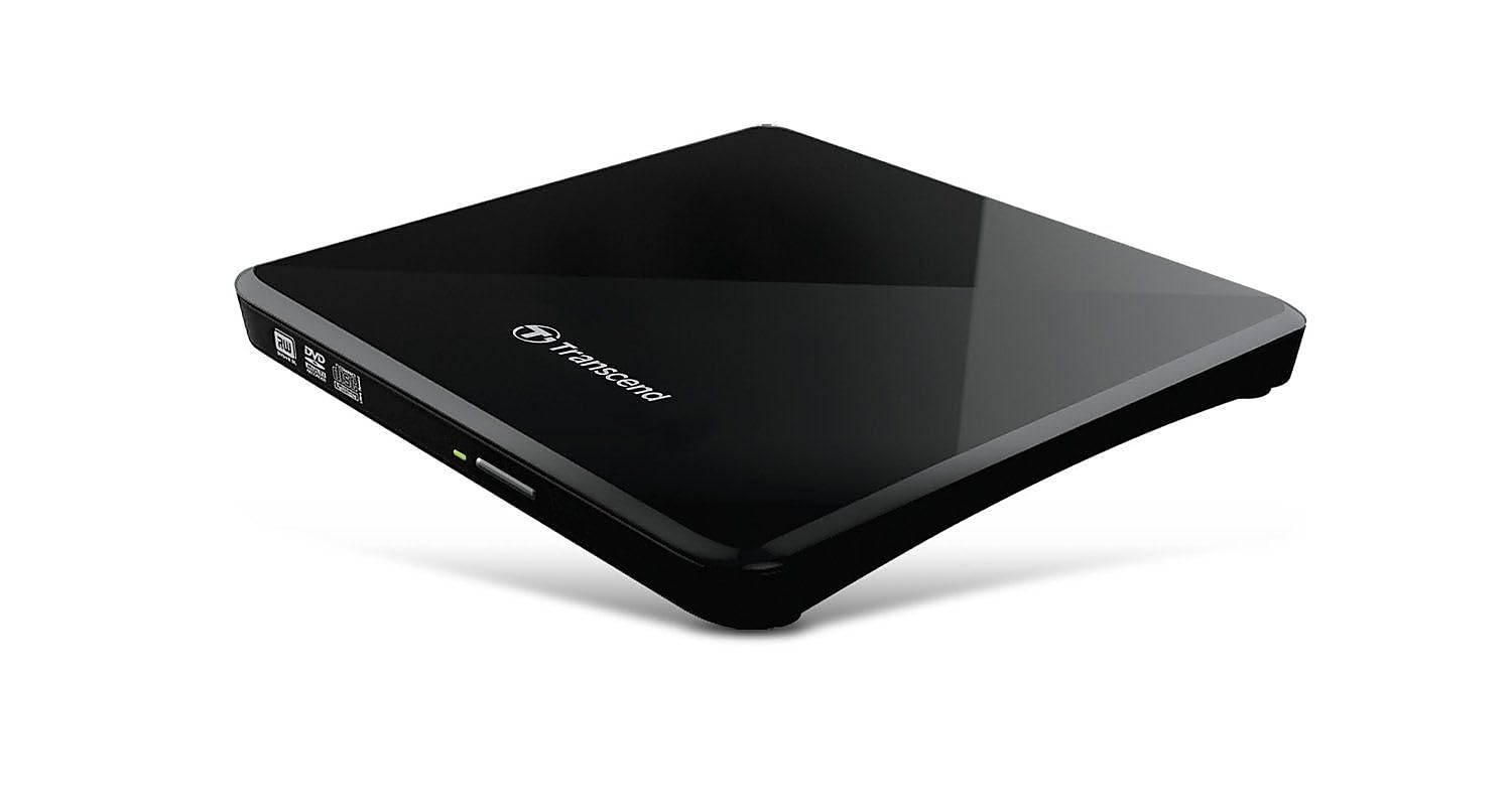 Transcend 8K Extra Slim Portable DVD Writer Optical Drive (TS8XDVDS-K) Black