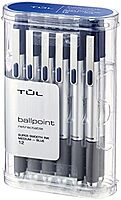 TUL BP Series Retractable Ballpoint Pens, Medium Point, 1.0 mm, Silver Barrel, Blue Ink, Pack Of 12 Pens