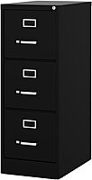 Hirsh 22-in Deep 3 Drawer - Letter Width - Vertical Metal File Cabinet - Black - Commercial Grade - Fully Assembled