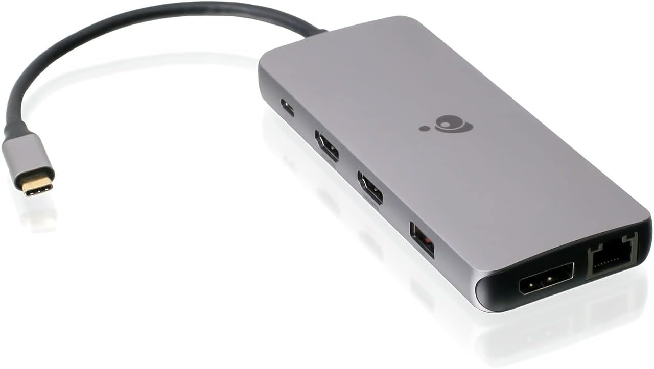 IOGEAR USB-C Triple Display Dock Station - 4K 60Hz - 2 HDMI - 1 DisplayPort - 2 USB2 - 2 USB3 - Ethernet - 3.5mm Audio