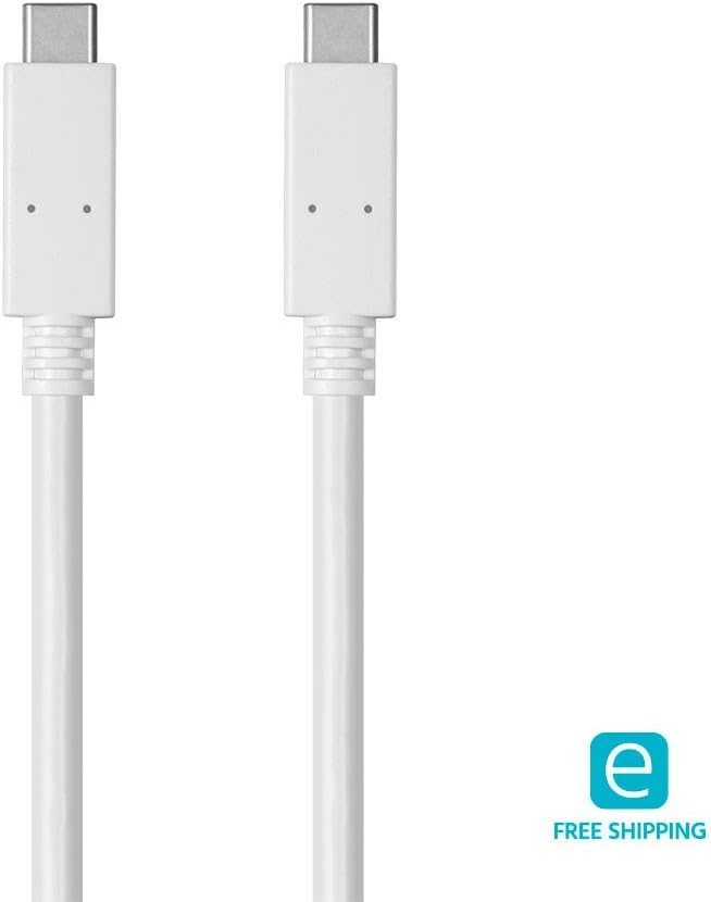 Monoprice USB Type-C to Type-C 3.1 Gen 1 Cable - 5Gbps, 3A, 30AWG, White, 2m, 6.6 Feet - Select Series 2m White