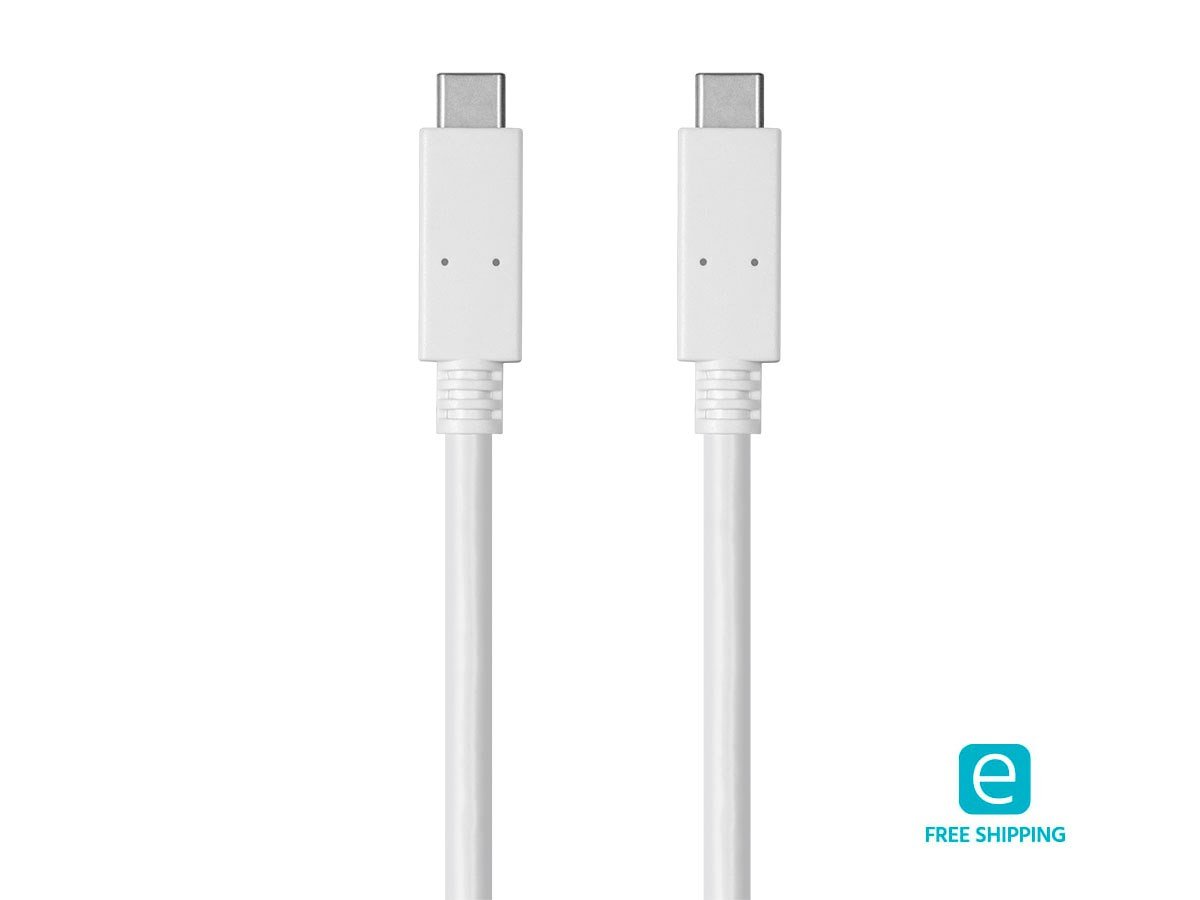 Monoprice USB Type-C to Type-C 3.1 Gen 1 Cable - 5Gbps, 3A, 30AWG, White, 2m, 6.6 Feet - Select Series 2m White