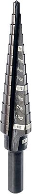 Milwaukee 48-89-9201 Step Drill Bit, 1/8"–1/2", 1/4" Shank, High-Speed Steel