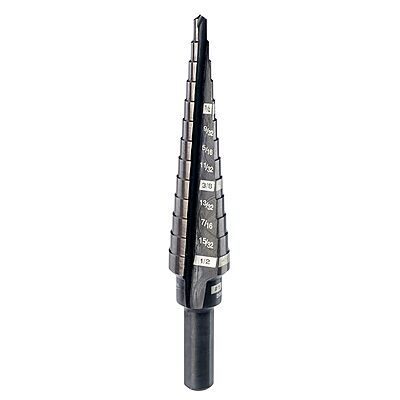 Milwaukee 48-89-9201 Step Drill Bit, 1/8"–1/2", 1/4" Shank, High-Speed Steel