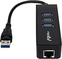 Rocstor Y10A179-B1 Premium 3 Port Portable USB 3.0 Hub with Gigabit Ethernet 10/100/1000– External Portable 3 Port USB Hub