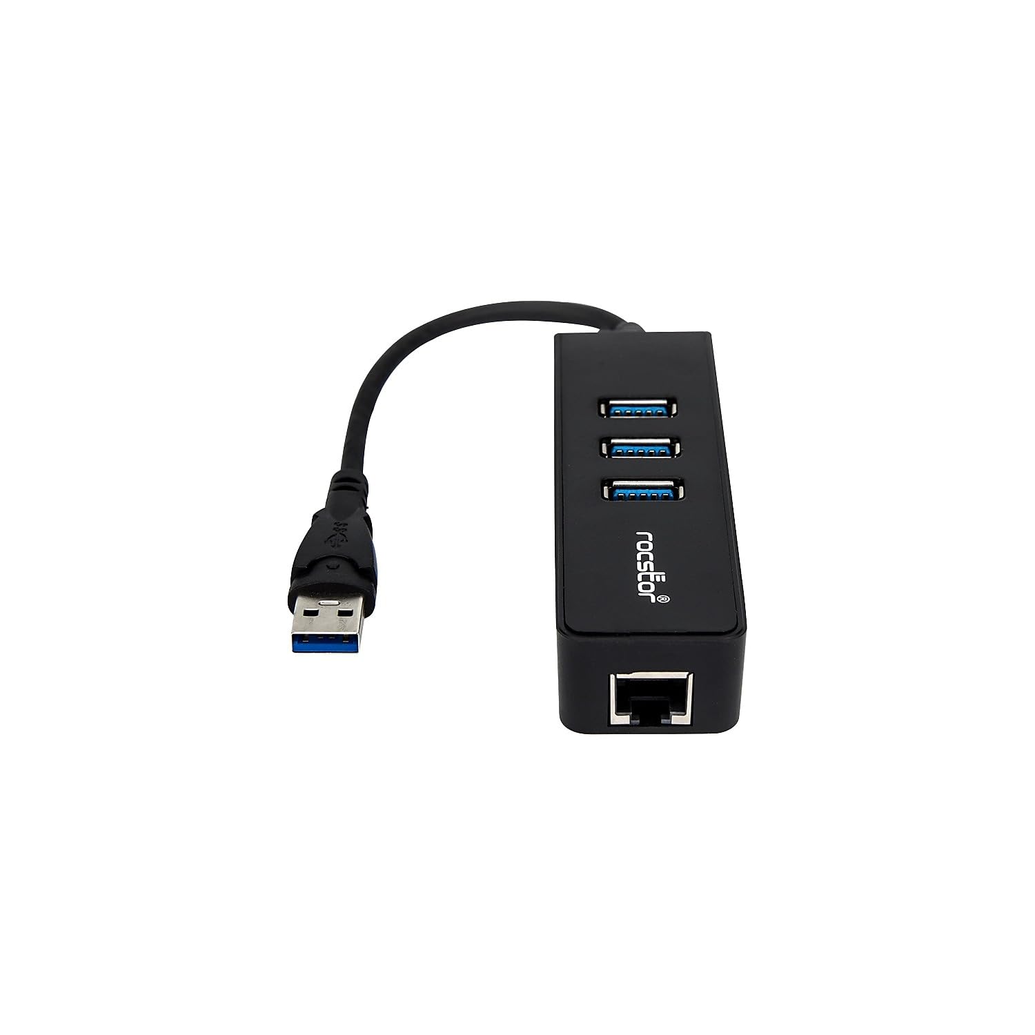 Rocstor Y10A179-B1 Premium 3 Port Portable USB 3.0 Hub with Gigabit Ethernet 10/100/1000– External Portable 3 Port USB Hub