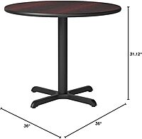 Flash Furniture Graniss 36'' Round Mahogany Laminate Table Top with 30'' x 30'' Table Height Base