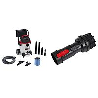 RIDGID 16-Gallon Stainless Steel Wet/Dry Vacuum with Cart, 6.5 Peak HP Motor & 2-1/2-Inch Diffuser Attachment Vacuum