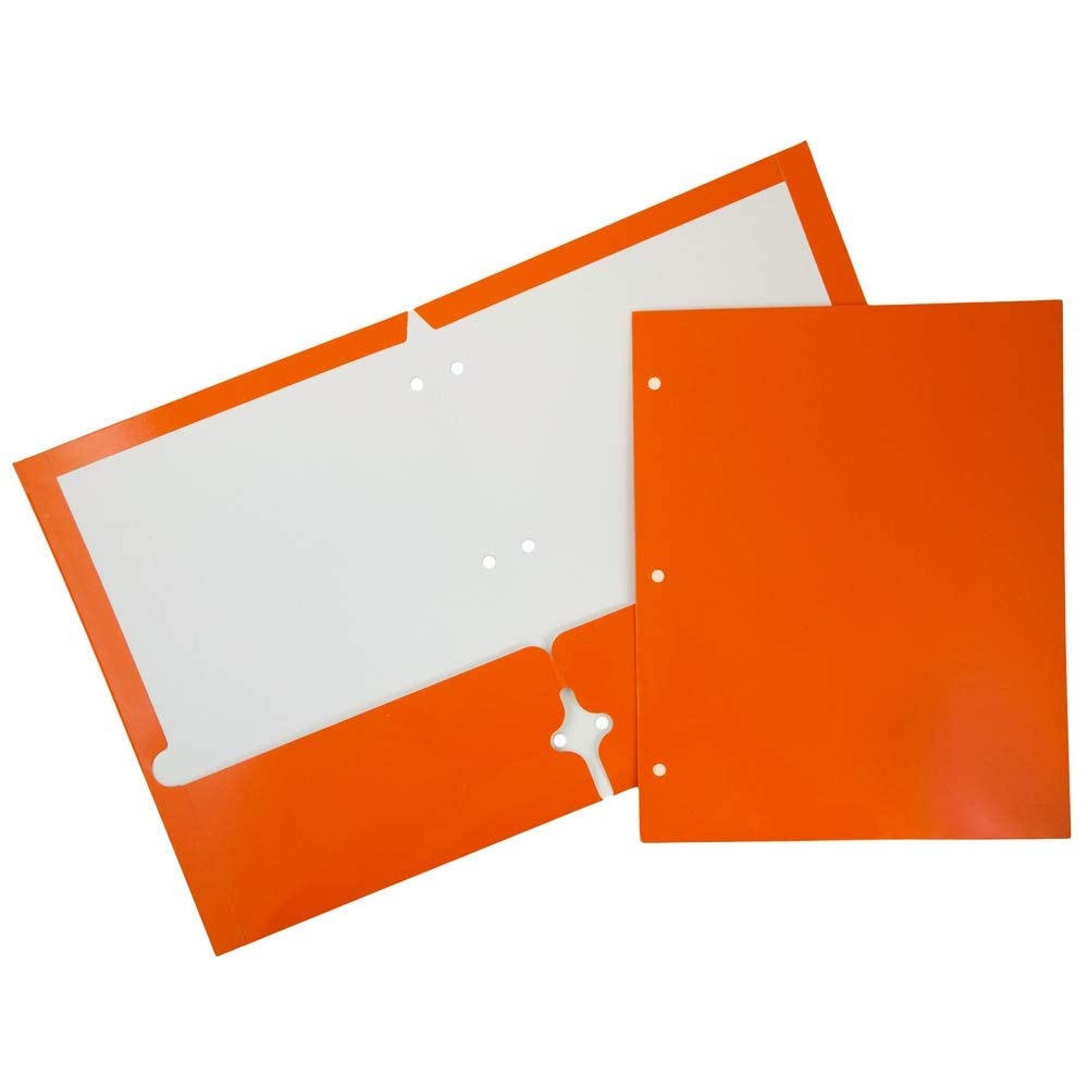 JAM PAPER Laminated Two-Pocket Glossy 3-Hole Letter Size Folders
