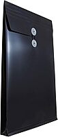 JAM PAPER Plastic Envelopes with Button & String Tie Closure - Legal Open End - 9 3/4 x 14 1/2 - Black - 12/Pack Legal Black