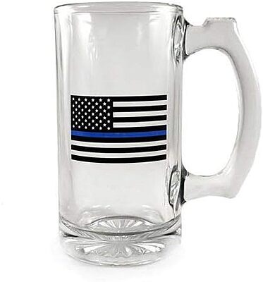 Libbey Deco Glass Mug - Thin Blue Line Flag, 12.5 oz
