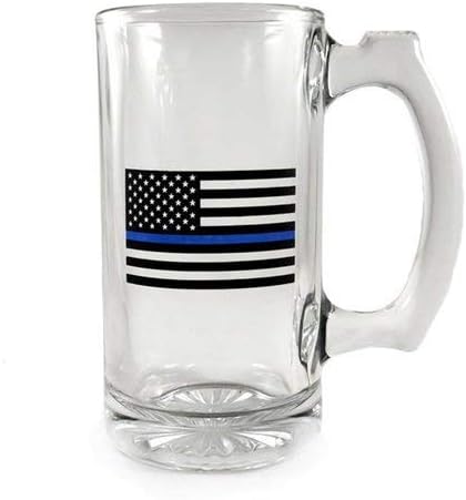 Libbey Deco Glass Mug - Thin Blue Line Flag, 12.5 oz